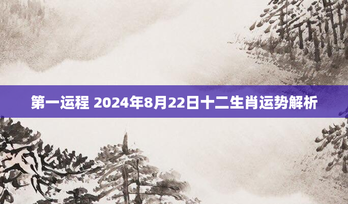 第一运程 2024年8月22日十二生肖运势解析