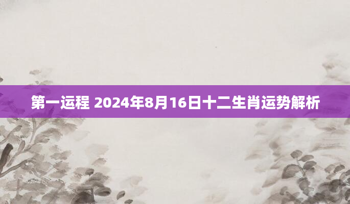 第一运程 2024年8月16日十二生肖运势解析