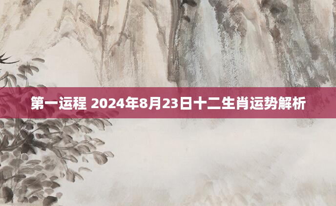 第一运程 2024年8月23日十二生肖运势解析