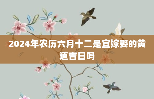 2024年农历六月十二是宜嫁娶的黄道吉日吗