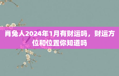 肖兔人2024年1月有财运吗，财运方位和位置你知道吗