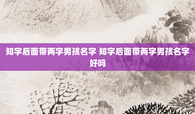 知字后面带两字男孩名字 知字后面带两字男孩名字好吗