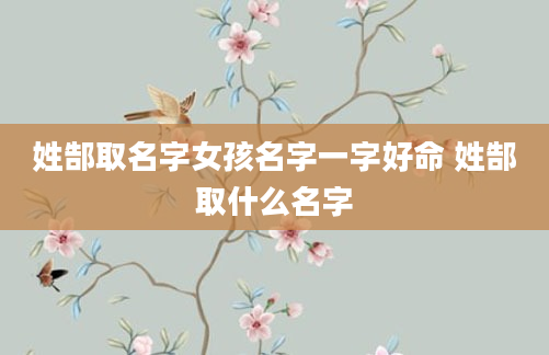 姓郜取名字女孩名字一字好命 姓郜取什么名字