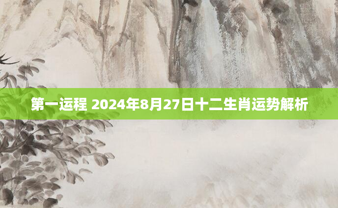 第一运程 2024年8月27日十二生肖运势解析