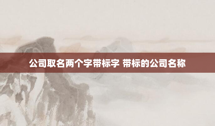 公司取名两个字带标字 带标的公司名称