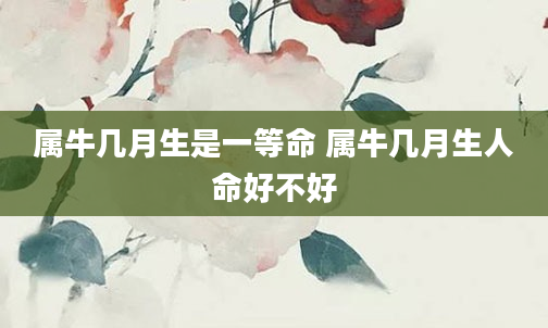 属牛几月生是一等命 属牛几月生人命好不好