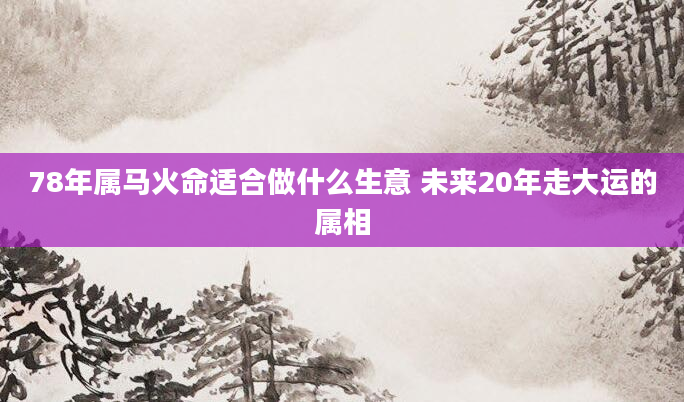 78年属马火命适合做什么生意 未来20年走大运的属相