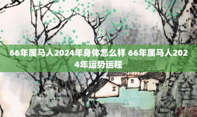66年属马人2024年身体怎么样 66年属马人2024年运势运程