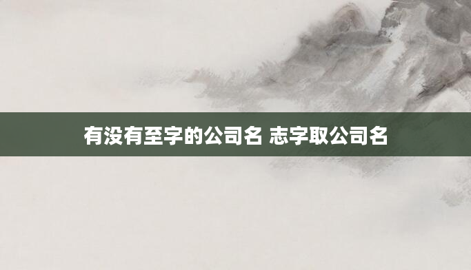 有没有至字的公司名 志字取公司名
