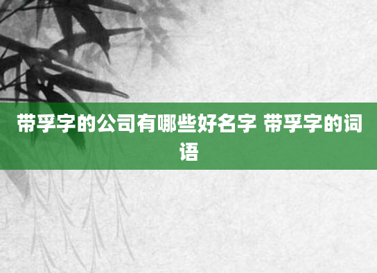 带孚字的公司有哪些好名字 带孚字的词语
