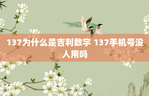 137为什么是吉利数字 137手机号没人用吗