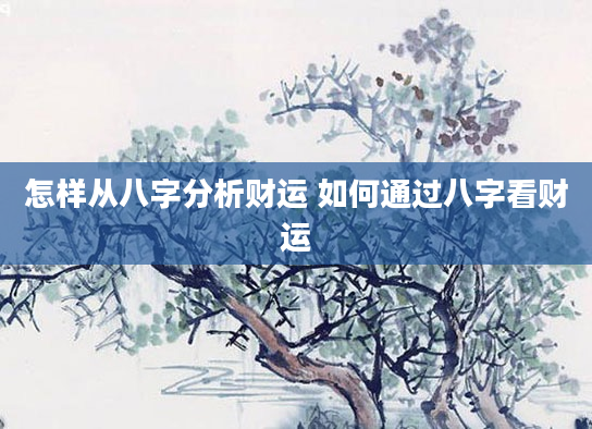 怎样从八字分析财运 如何通过八字看财运