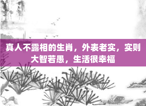 真人不露相的生肖,外表老实,实则大智若愚,生活很幸福
