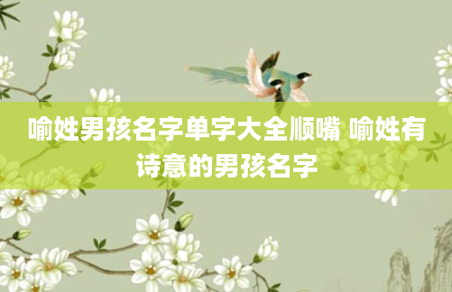 喻姓男孩名字单字大全顺嘴 喻姓有诗意的男孩名字
