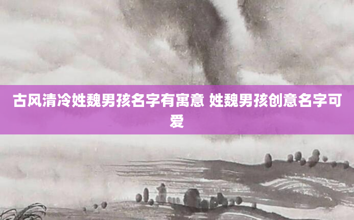 古风清冷姓魏男孩名字有寓意 姓魏男孩创意名字可爱