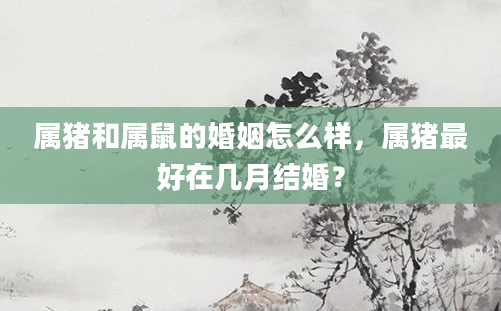 属猪和属鼠的婚姻怎么样，属猪最好在几月结婚？