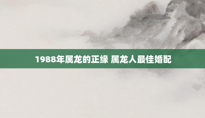 1988年属龙的正缘 属龙人最佳婚配