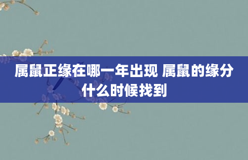 属鼠正缘在哪一年出现 属鼠的缘分什么时候找到