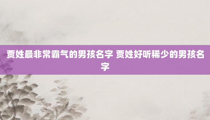 贾姓最非常霸气的男孩名字 贾姓好听稀少的男孩名字