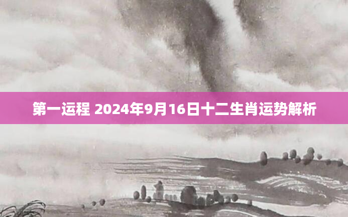第一运程 2024年9月16日十二生肖运势解析