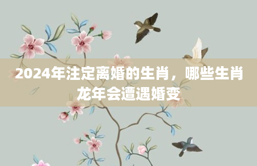 2024年注定离婚的生肖，哪些生肖龙年会遭遇婚变
