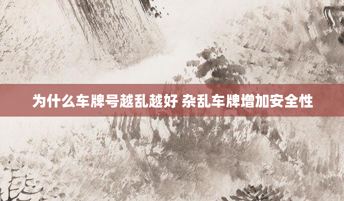 为什么车牌号越乱越好 杂乱车牌增加安全性