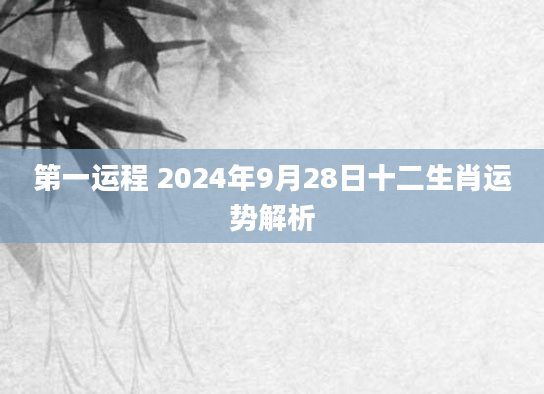 第一运程 2024年9月28日十二生肖运势解析