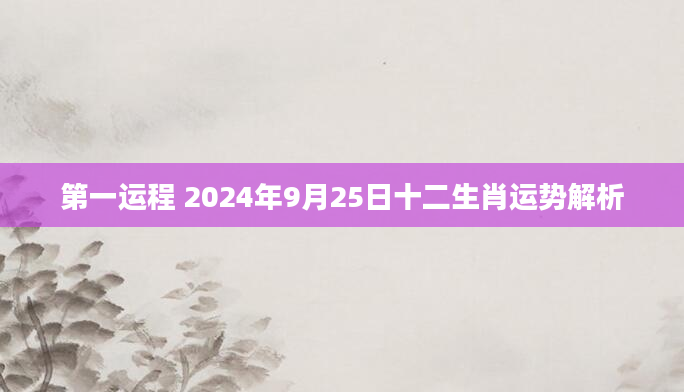 第一运程 2024年9月25日十二生肖运势解析