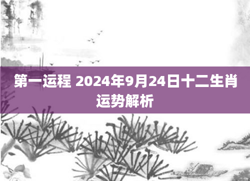 第一运程 2024年9月24日十二生肖运势解析