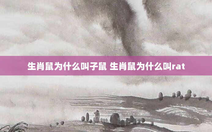 生肖鼠为什么叫子鼠 生肖鼠为什么叫rat