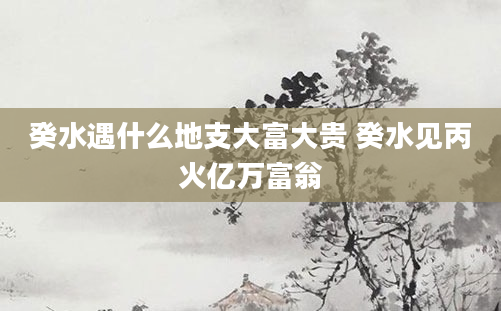 癸水遇什么地支大富大贵 癸水见丙火亿万富翁