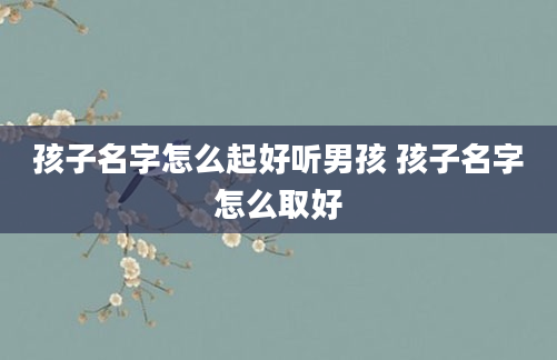 孩子名字怎么起好听男孩 孩子名字怎么取好
