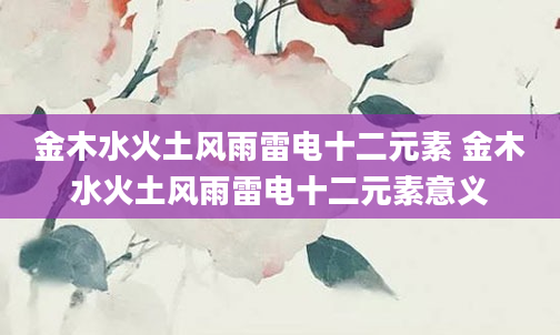 金木水火土风雨雷电十二元素 金木水火土风雨雷电十二元素意义
