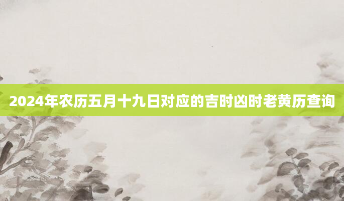 2024年农历五月十九日对应的吉时凶时老黄历查询