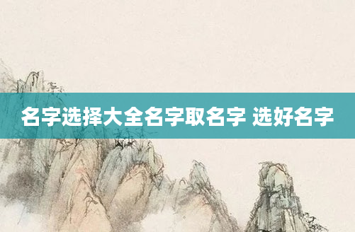 名字选择大全名字取名字 选好名字