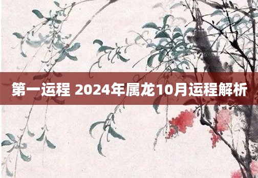 第一运程 2024年属龙10月运程解析
