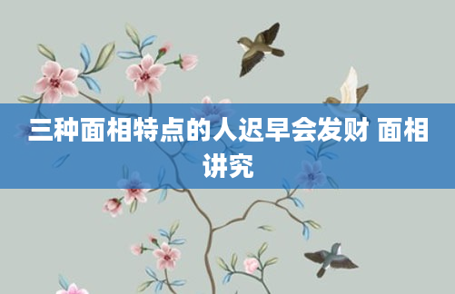三种面相特点的人迟早会发财 面相讲究
