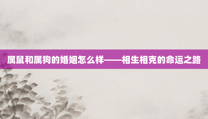 属鼠和属狗的婚姻怎么样——相生相克的命运之路