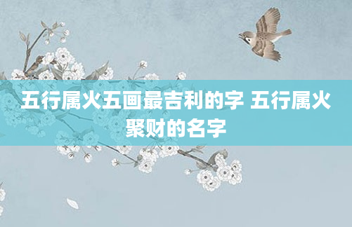 五行属火五画最吉利的字 五行属火聚财的名字