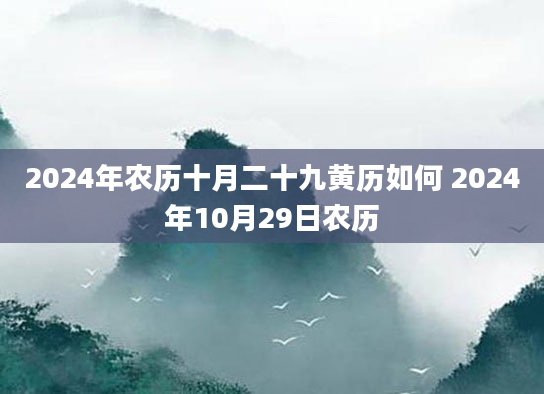 2024年农历十月二十九黄历如何 2024年10月29日农历