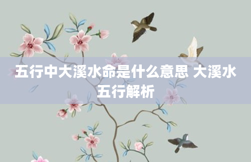 五行中大溪水命是什么意思 大溪水五行解析