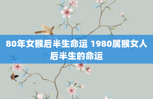 80年女猴后半生命运 1980属猴女人后半生的命运