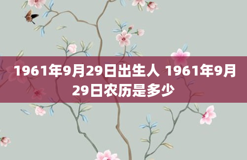 1961年9月29日出生人 1961年9月29日农历是多少