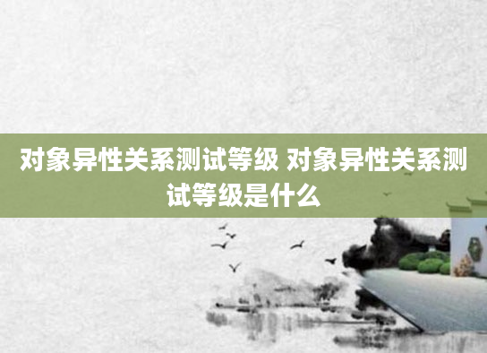 对象异性关系测试等级 对象异性关系测试等级是什么