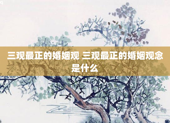 三观最正的婚姻观 三观最正的婚姻观念是什么