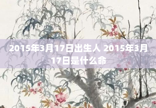 2015年3月17日出生人 2015年3月17日是什么命