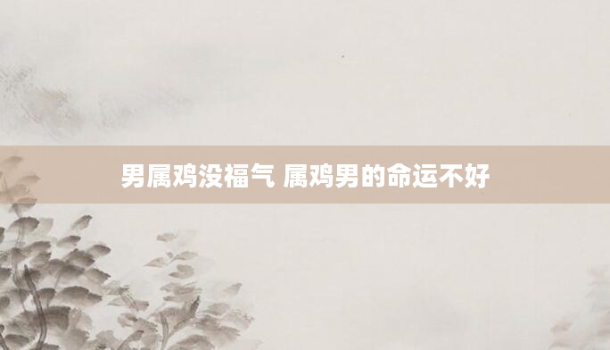 男属鸡没福气 属鸡男的命运不好