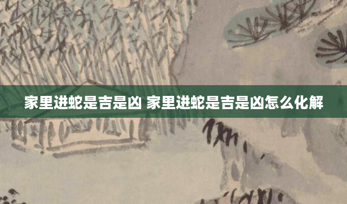 家里进蛇是吉是凶 家里进蛇是吉是凶怎么化解