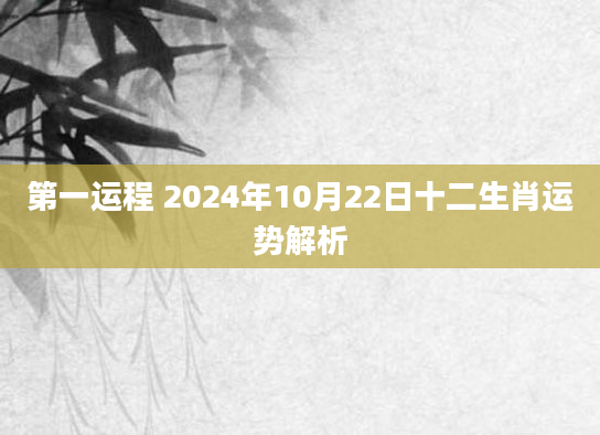 第一运程 2024年10月22日十二生肖运势解析