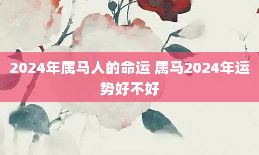 2024年属马人的命运 属马2024年运势好不好